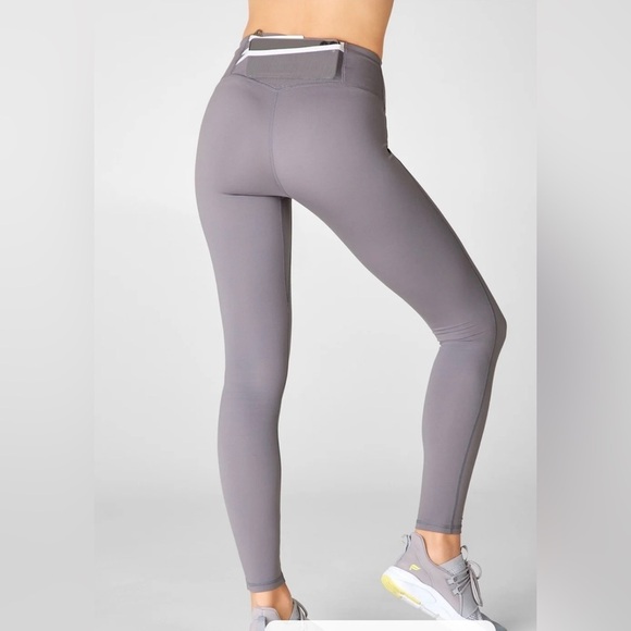 Fabletics Trinity Motion365 High Waisted Legging in Quarry Grey and White L - Picture 1 of 13